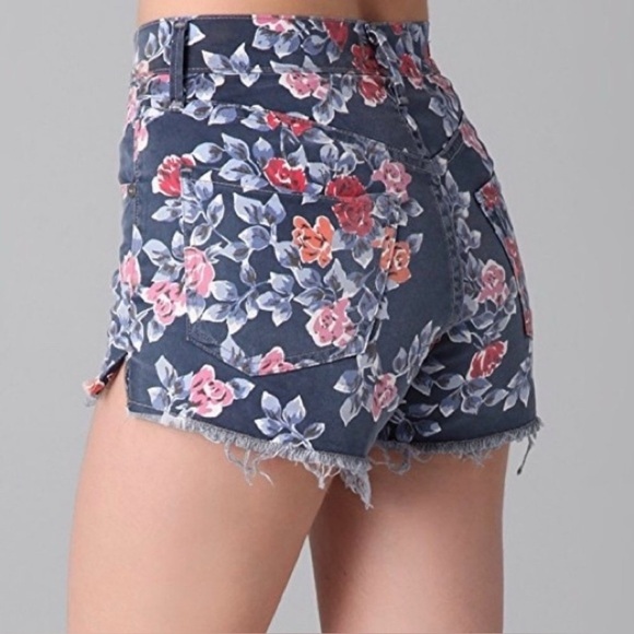 CITIZENS OF HUMANITY FLORAL HIGH RISE CUT-OFF SIZE 28 DENIM SHORTS FESTIVAL BOHO - Picture 4 of 15